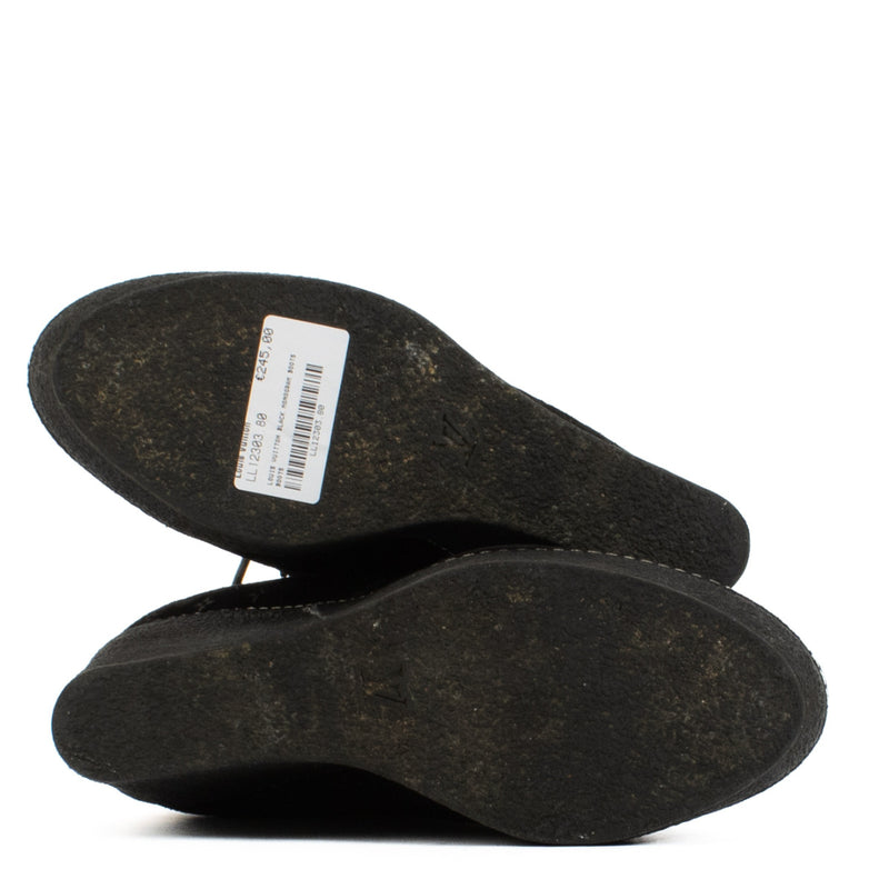 Louis Vuitton Black Monogram Suede Fur Boots - size 38
