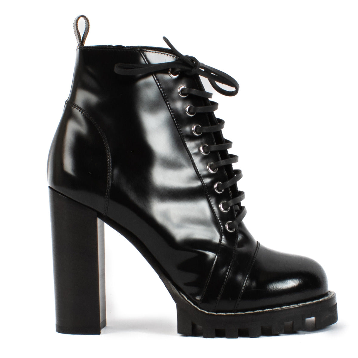 Louis Vuitton Black Patent Lace-Up Boots