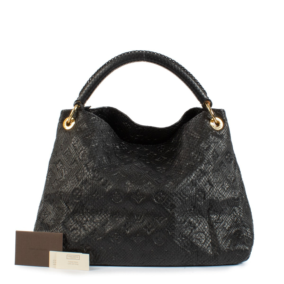 Shop safe online at Labellov in Antwerp, Brussels and Knokke this 100% authentic second hand Louis Vuitton Black Monogram Python Artsy MM Bag