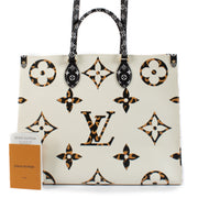 Shop safe online at Labellov in Antwerp, Brussels and Knokke this 100% authentic second hand Louis Vuitton Limited Edition Jungle OnTheGo GM Tote Bag