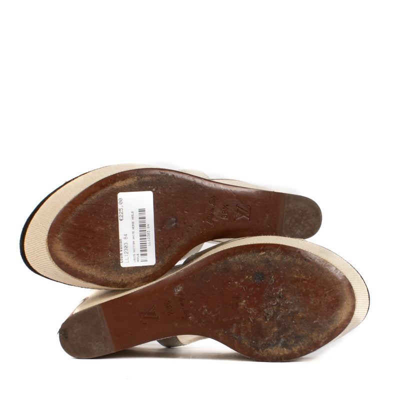 shop 100% authentic second hand Louis Vuitton White Wedge Heels - Size 38 1/2 on Labellov.com