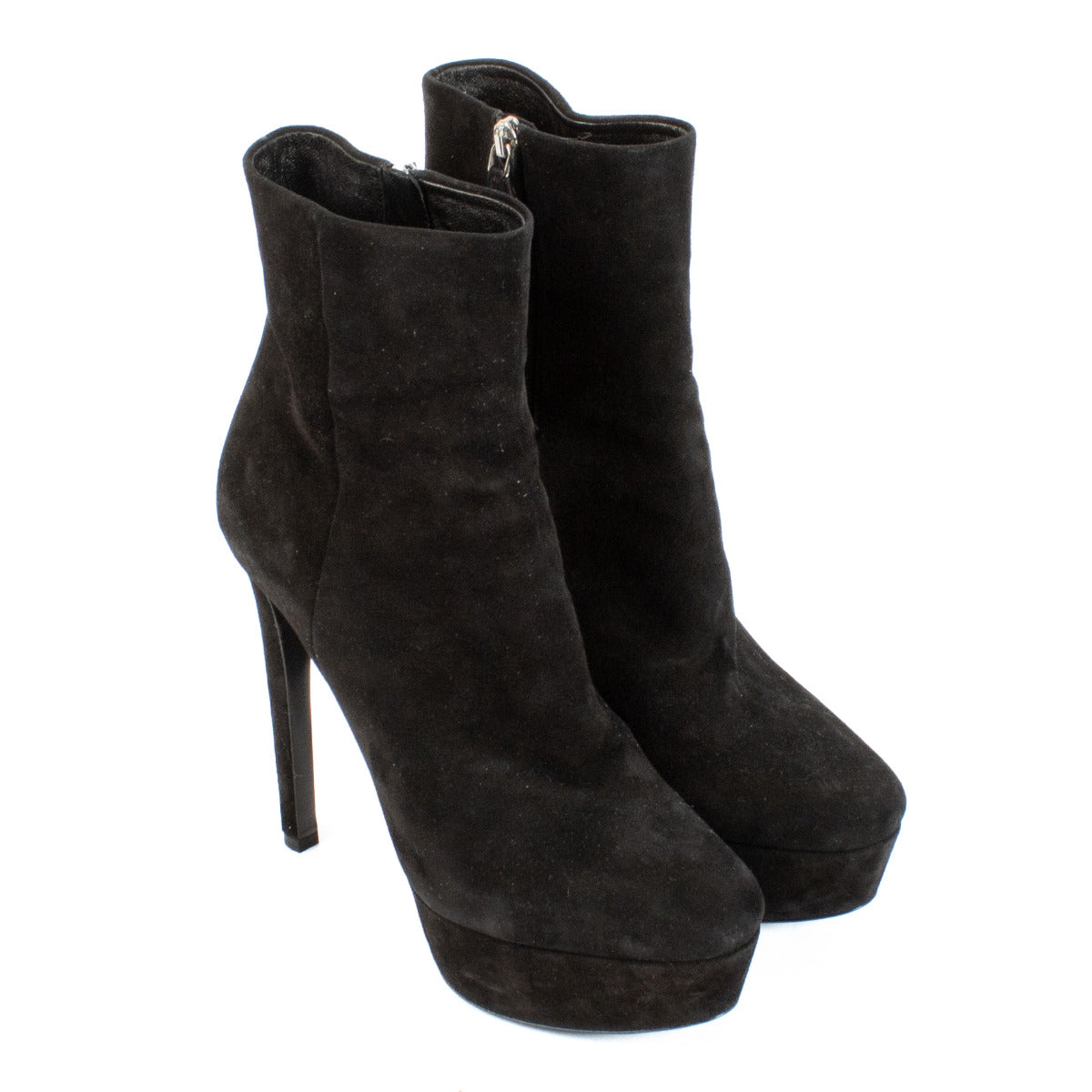 Prada Black Suede Platform Ankle Boots - Size 38.5