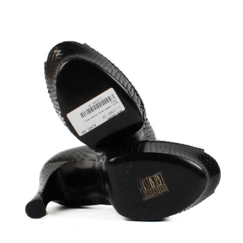 Shop safe online at Labellov in Antwerp, Brussels and Knokke this 100% authentic second hand Saint Laurent Black Python Platform Heels - Size 38