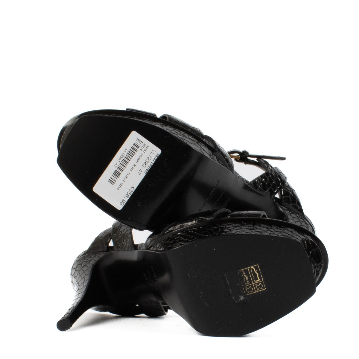 Shop safe online at Labellov in Antwerp, Brussels and Knokke this 100% authentic second hand Saint Laurent Black Leather Tribute Heels - Size 38,5