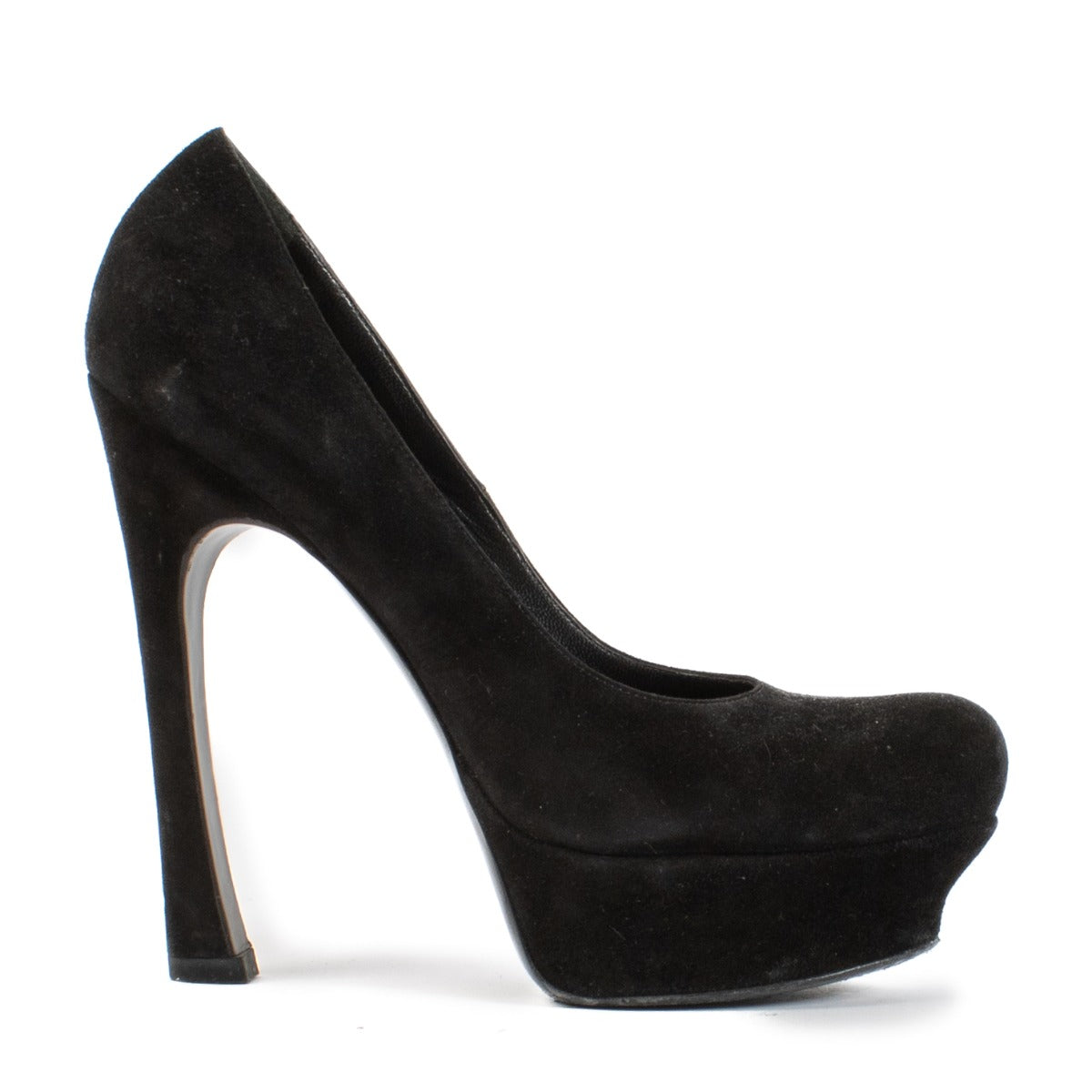 Shop safe online at Labellov in Antwerp, Brussels and Knokke this 100% authentic second hand Saint Laurent Black Suede Palais Heels - Size 38,5