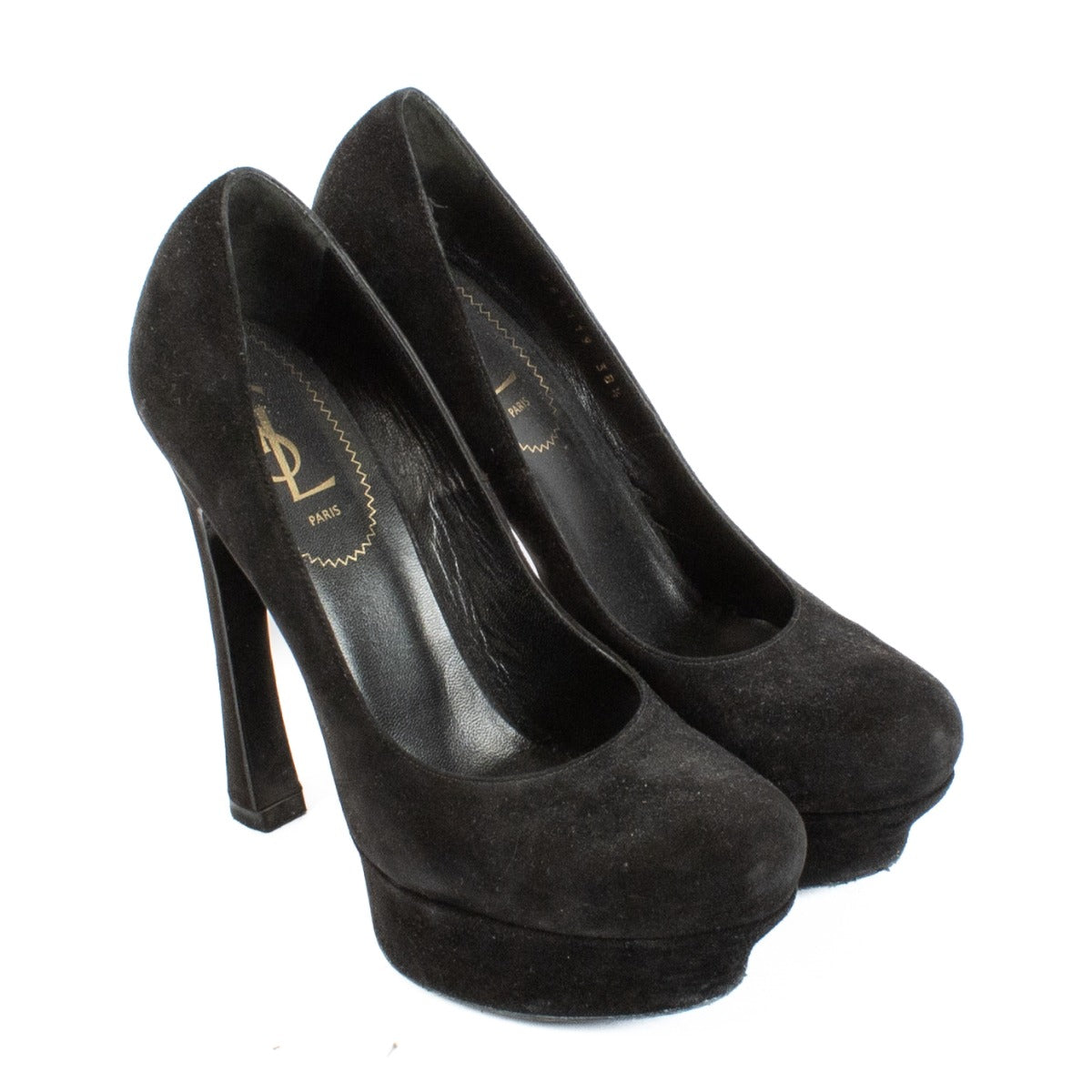 Shop safe online at Labellov in Antwerp, Brussels and Knokke this 100% authentic second hand Saint Laurent Black Suede Palais Heels - Size 38,5