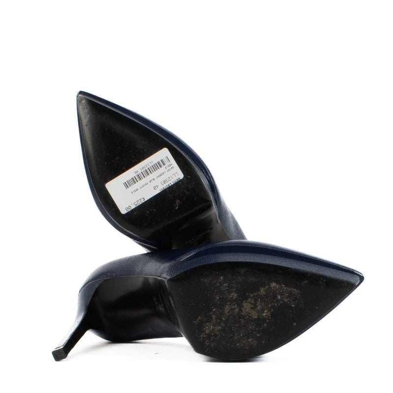 Shop safe online at Labellov in Antwerp, Brussels and Knokke this 100% authentic second hand Saint Laurent Blue Leather Pointed Toe Platform Heels - Size 38,5