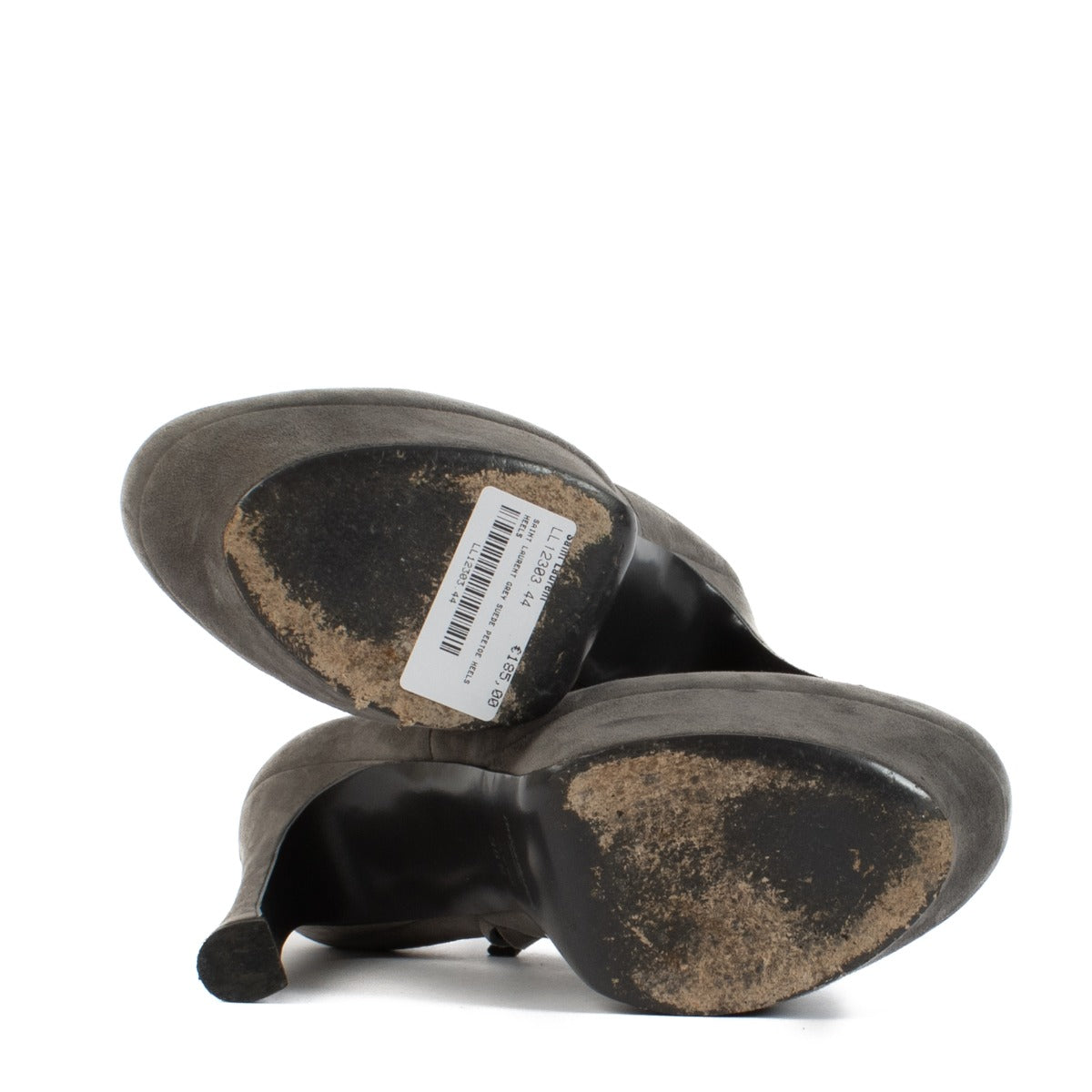Shop safe online at Labellov in Antwerp, Brussels and Knokke this 100% authentic second hand Saint Laurent Grey Suede Bootie Heels - Size 38,5