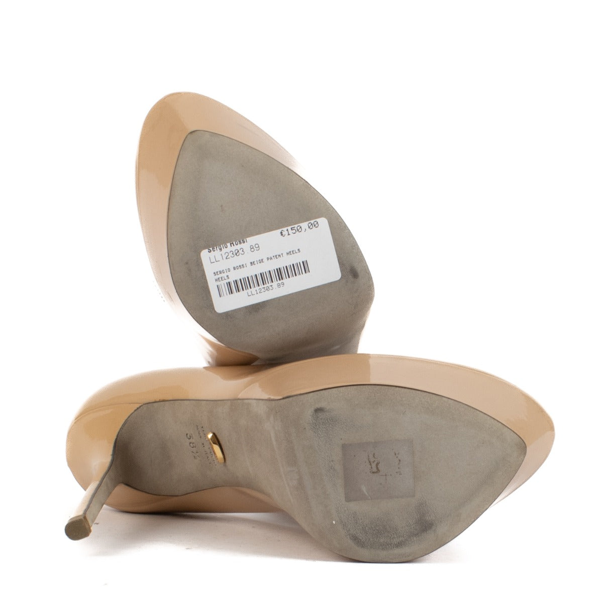 Shop safe online at Labellov in Antwerp, Brussels and Knokke this 100% authentic second hand Sergio Rossi Beige Patent Platform Heels - Size 38,5