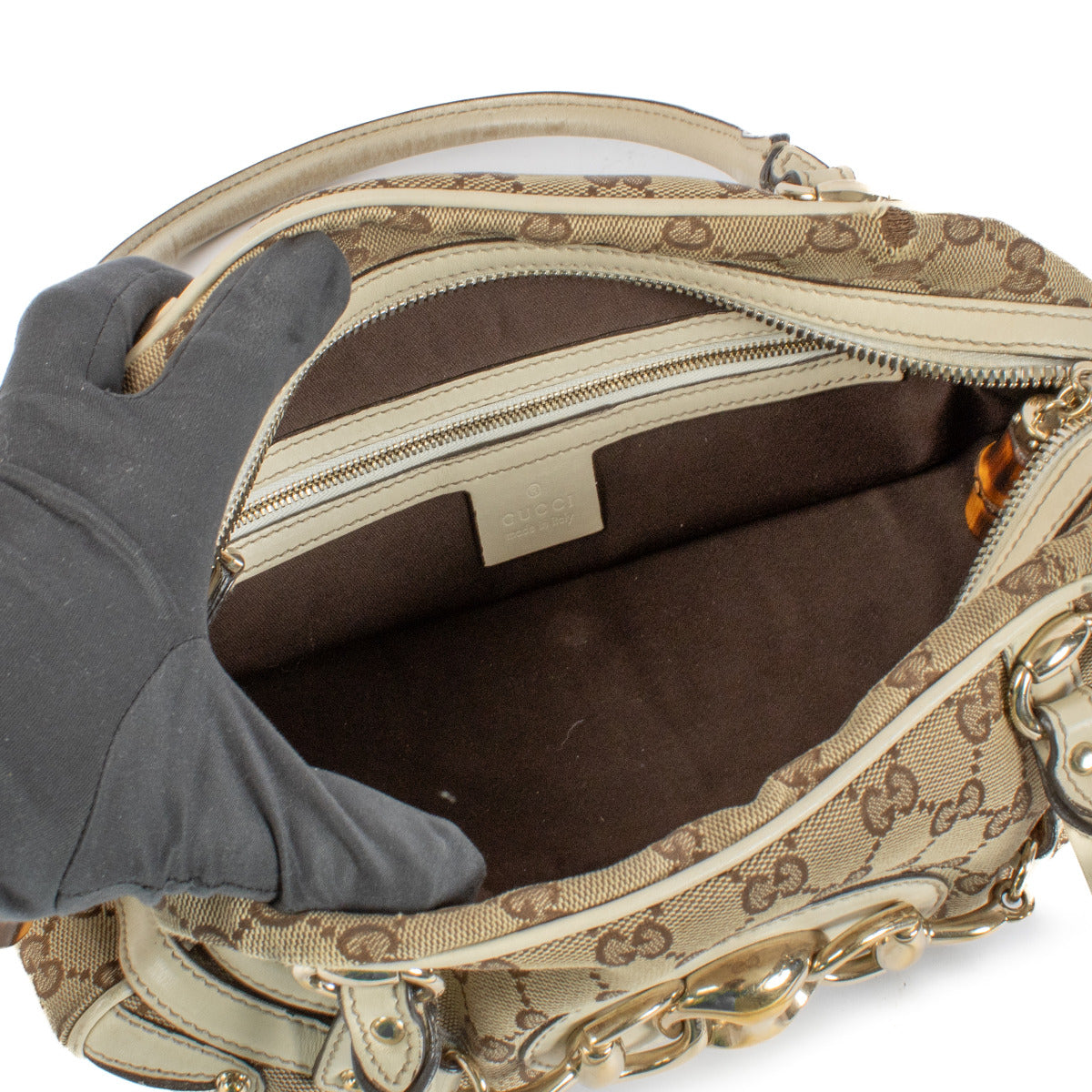 Gucci GG Canvas Horsebit Wave Boston Bag