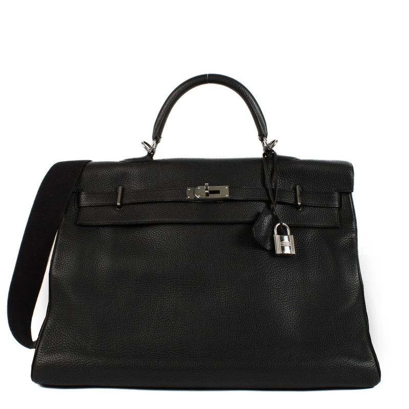Hermès 2006 Kelly 50 Voyage Black Taurillon Clemence PHW
