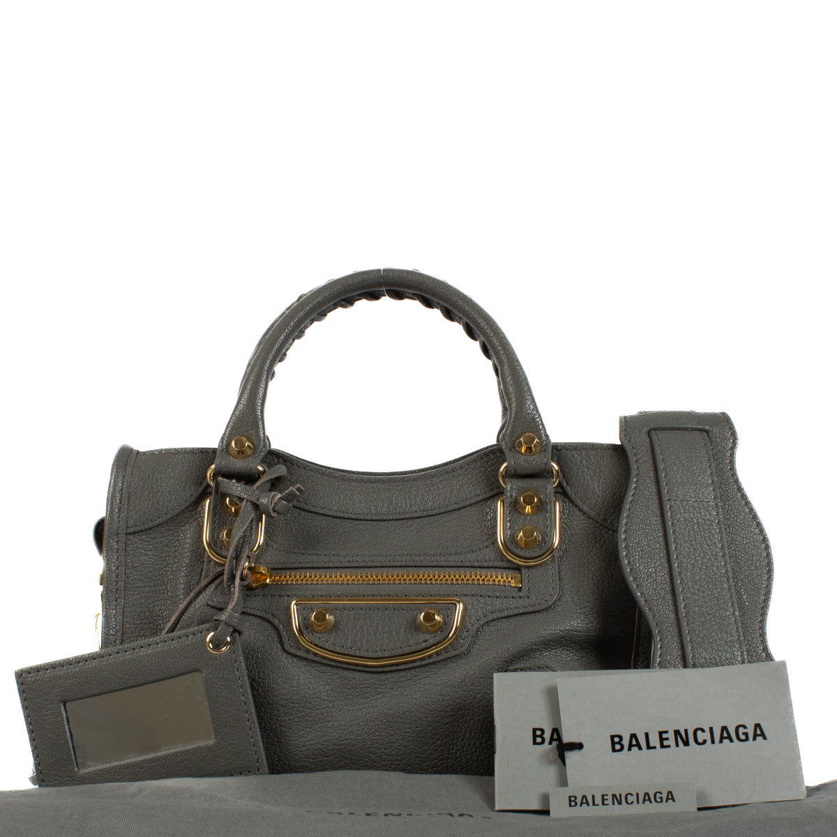 Balenciaga Grey Leather Metallic Edge Mini City Bag kopen en verkopen aan de beste prijs bij Labellov. Beste prijs van 2024 te koop.