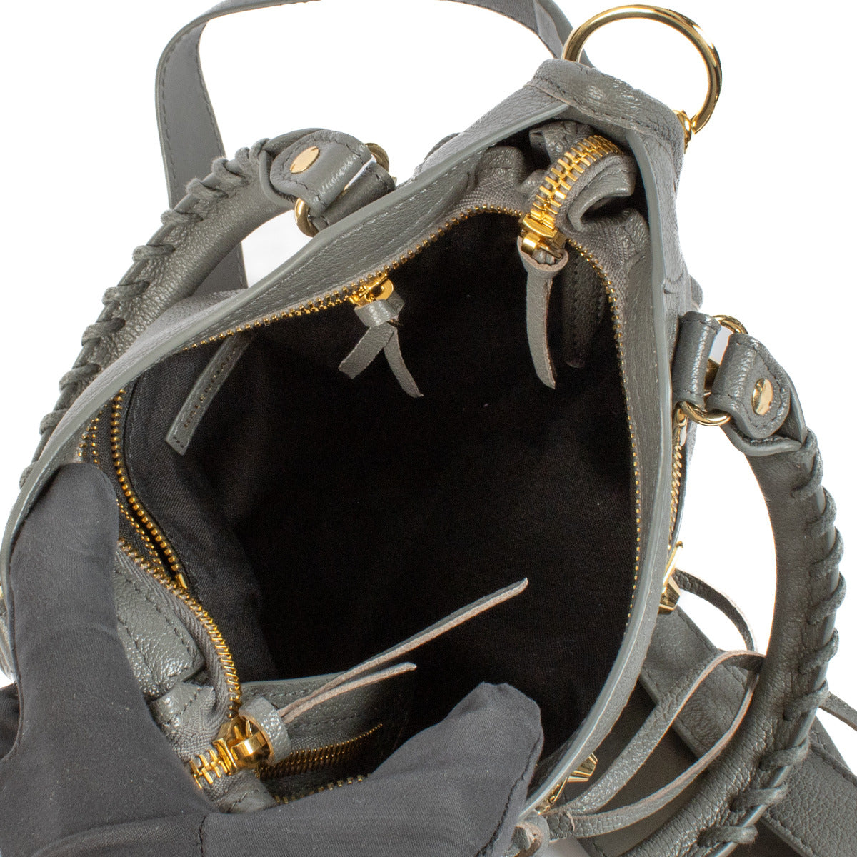 Sac Balenciaga Mini City en cuir gris à bords métallisés