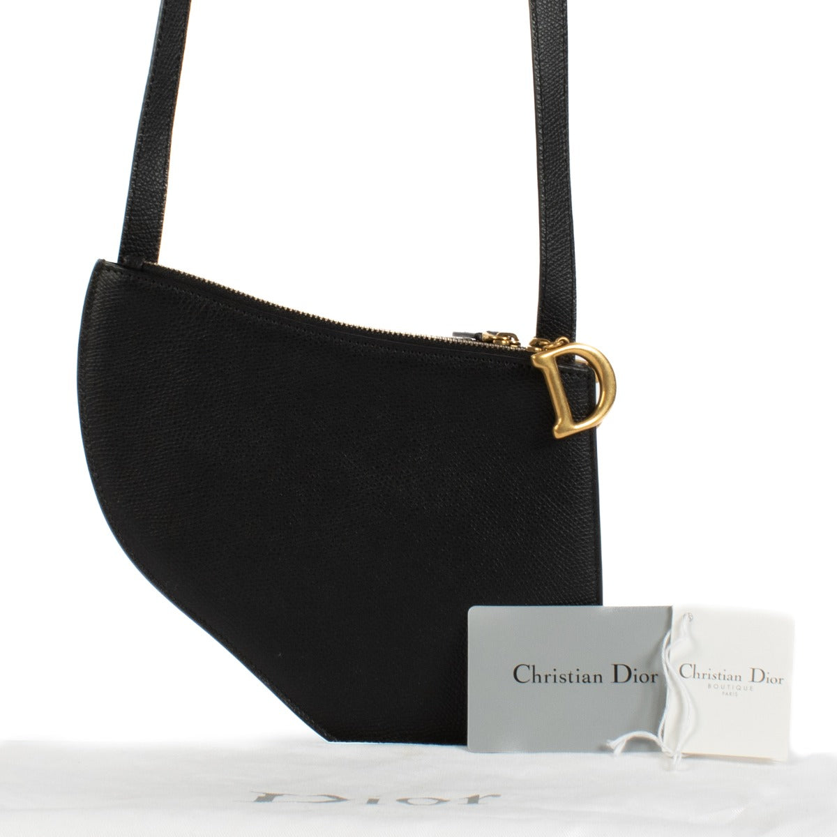 Shop 100% authentic Christian Dior Black Leather Saddle Crossbody at Labellov.com.