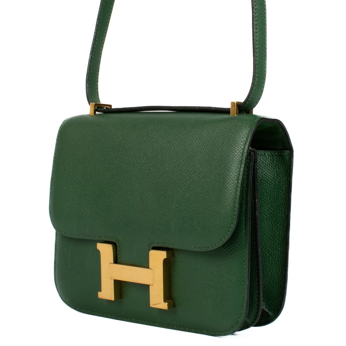 Hermès Vert Bengal Courchevel Constance Bag GHW for the bet prie at Labellov secondhand luxury in Antwerp, Knokke, Brussel