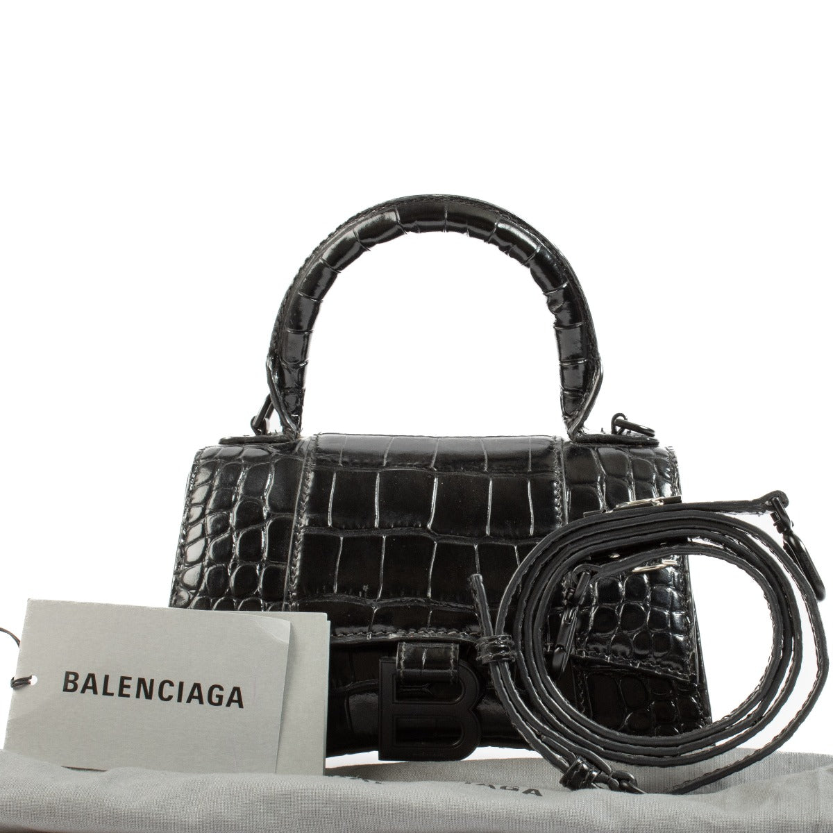 Shop 100% authentic secondhand Balenciaga So Black Crocodile Embossed Hourglass XS Bag on Labellov.com