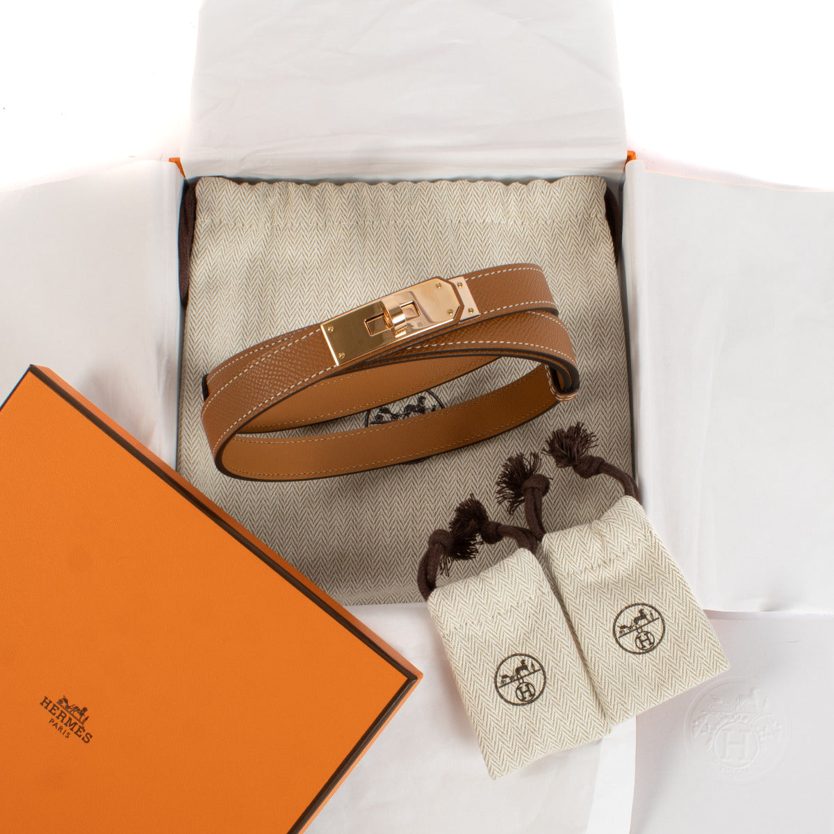 Hermès Gold Epsom Leather Kelly Belt