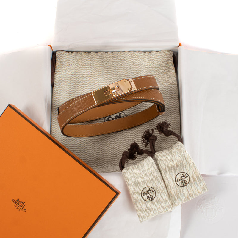 Hermès Gold Epsom Leather Kelly Belt