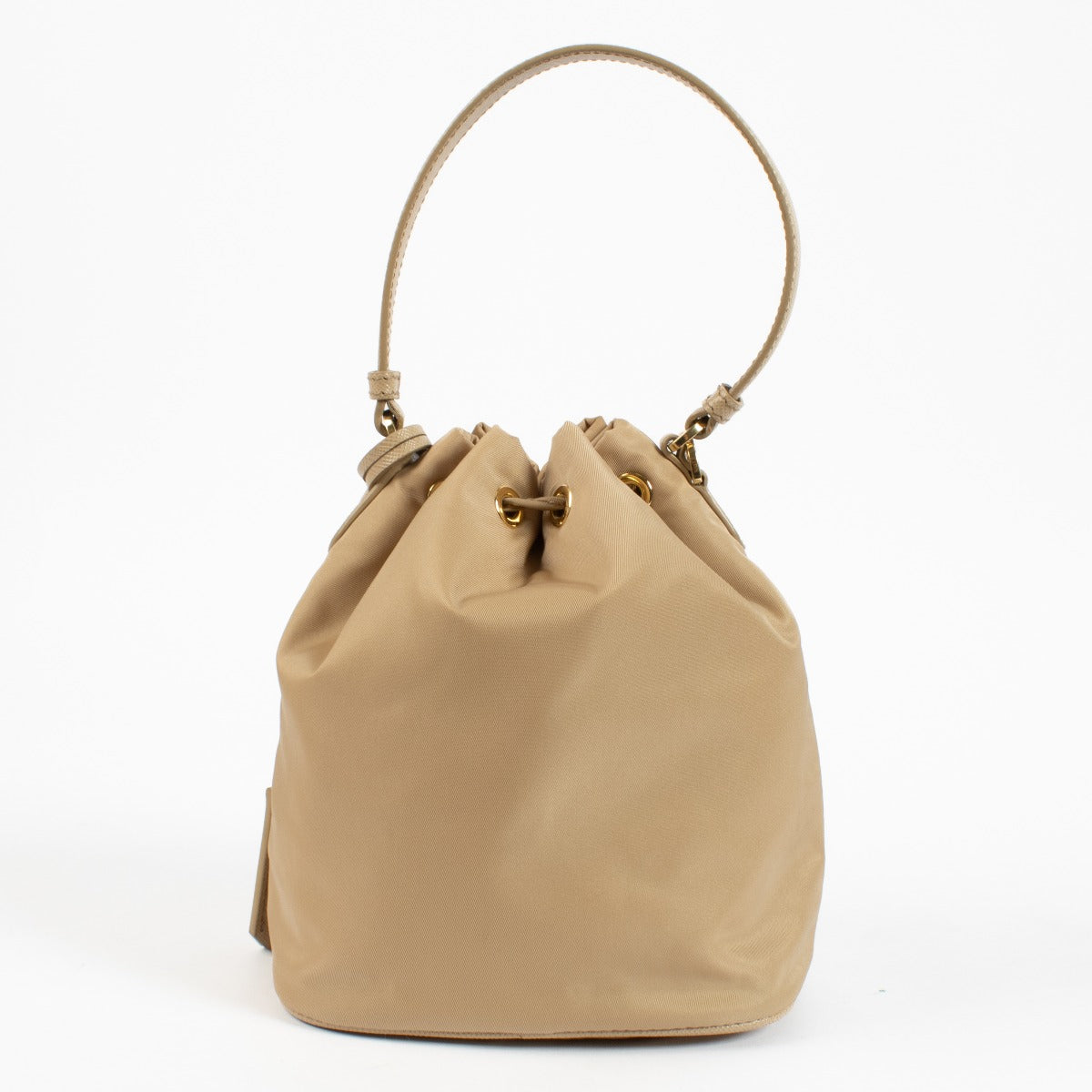 authentic preloved Prada Beige Re-Edition 1978 Bucket Bag on labellov.com