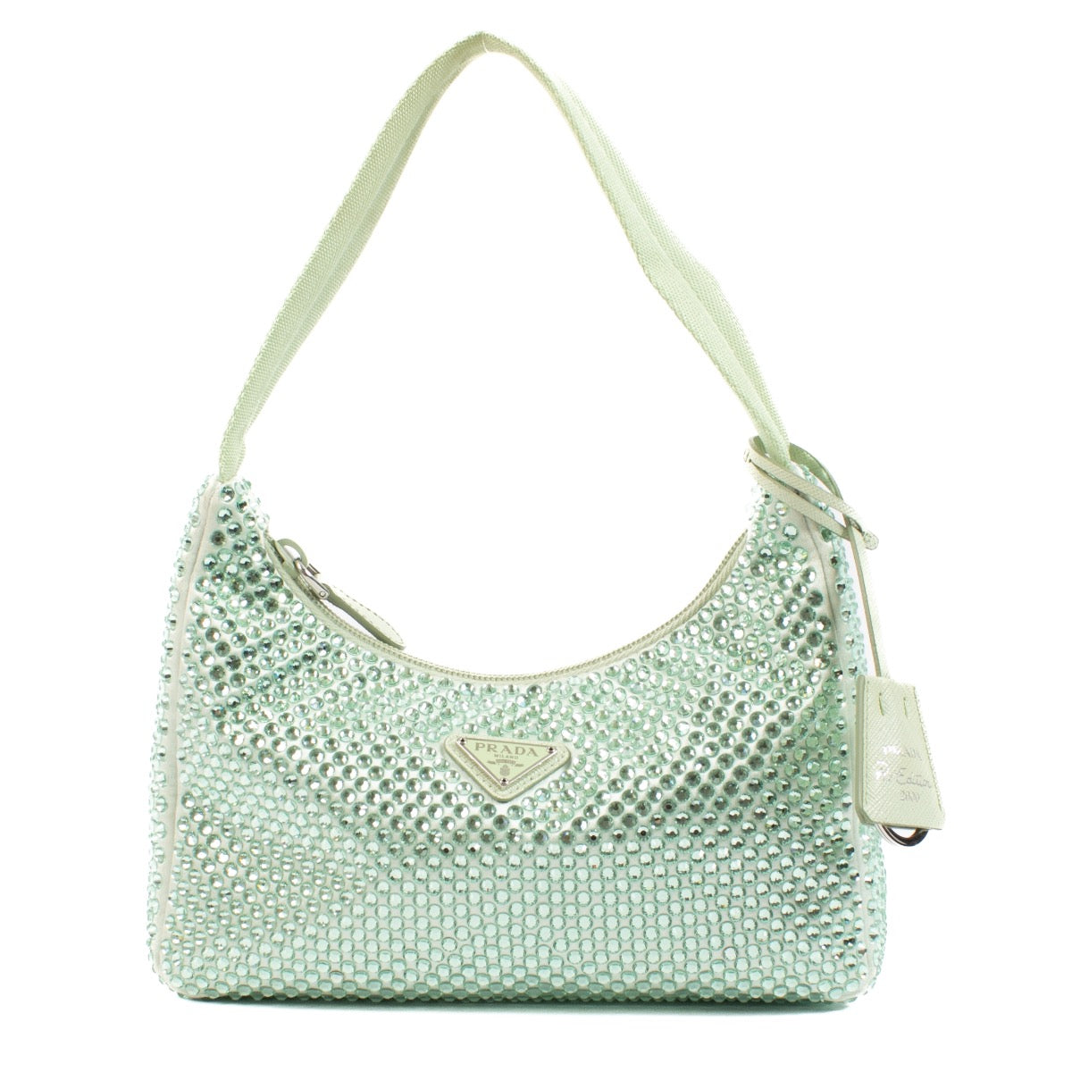 shop 100% authentic second hand Prada Green Crystal Satin Re-Edition 2000 Bag on Labellov.com