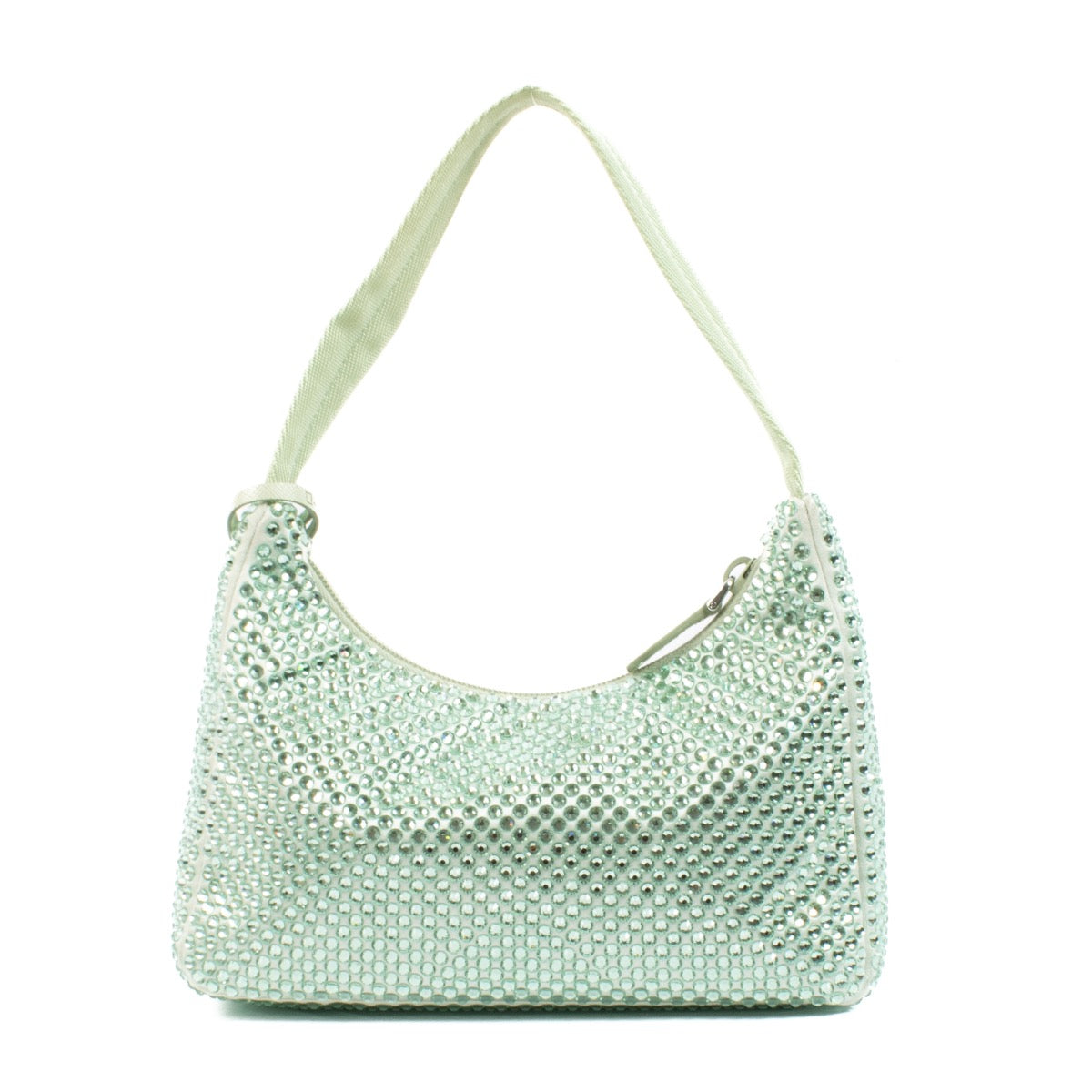 shop 100% authentic second hand Prada Green Crystal Satin Re-Edition 2000 Bag on Labellov.com
