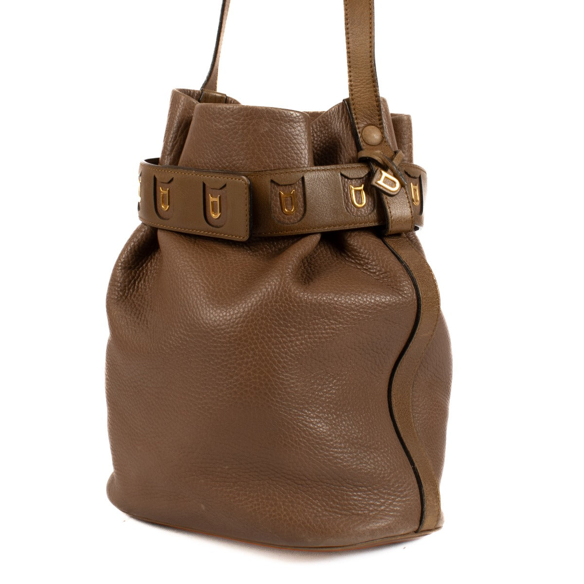 Shop 100% authentic Delvaux Brown Calicot Bucket Bag at Labellov.com.