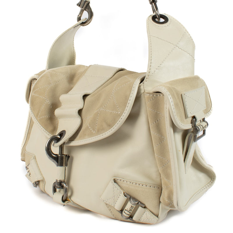 Christian Dior White Rebelle Top Handle Bag