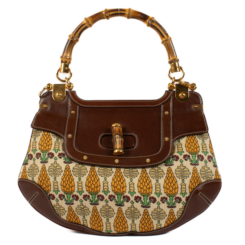 Gucci Pigna Print Peggy Bamboo Handle Bag