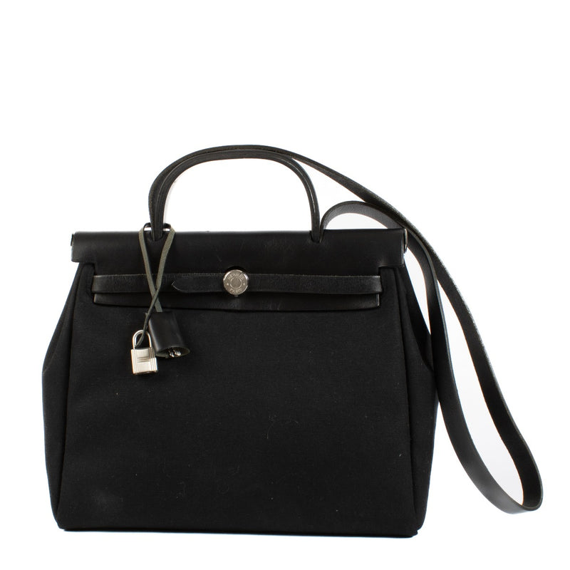Hermès Herbag PM 2-in-1 Toile H/Toile Officier Vache Hunter Brushed Palladium Hardware
