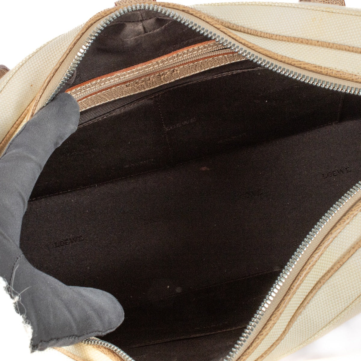 Loewe Ecru Canvas/Leather Vintage Satchel Bag