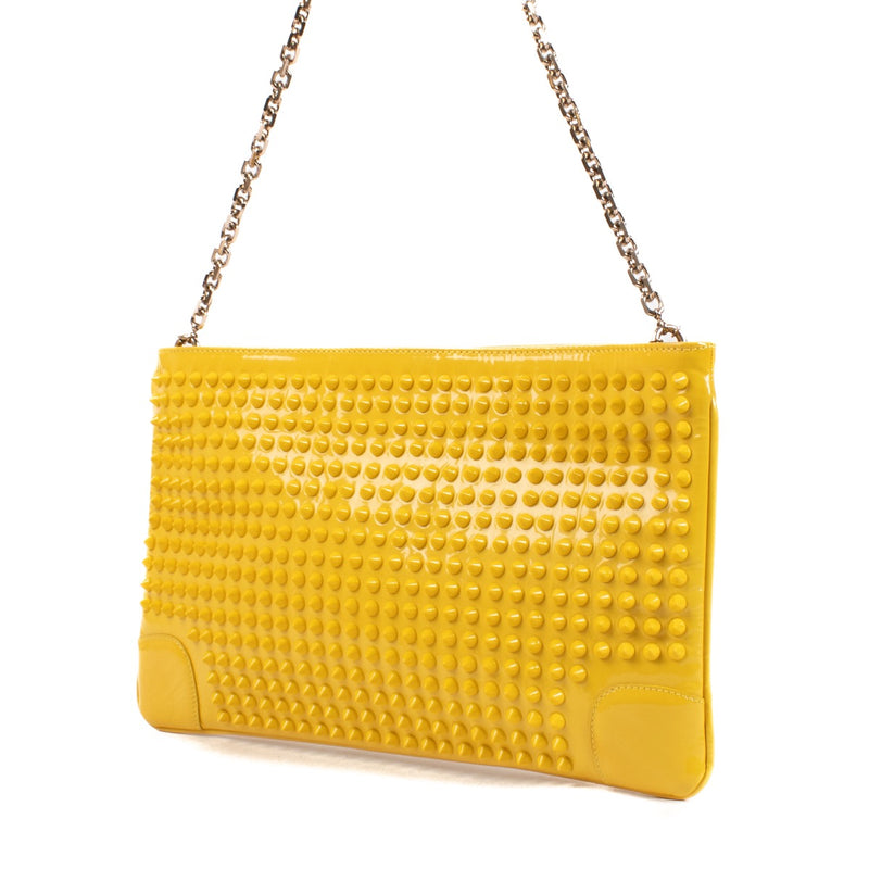 shop 100% authentic second hand Christian Louboutin Yellow Studded Loubiposh Chain Clutch on Labellov.com