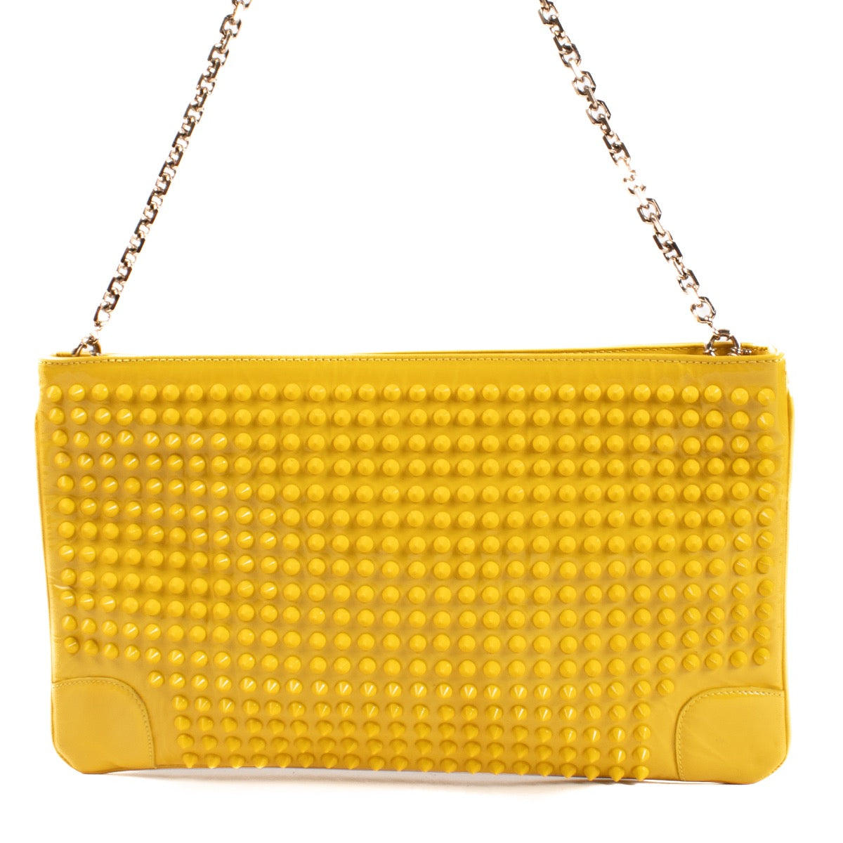 shop 100% authentic second hand Christian Louboutin Yellow Studded Loubiposh Chain Clutch on Labellov.com