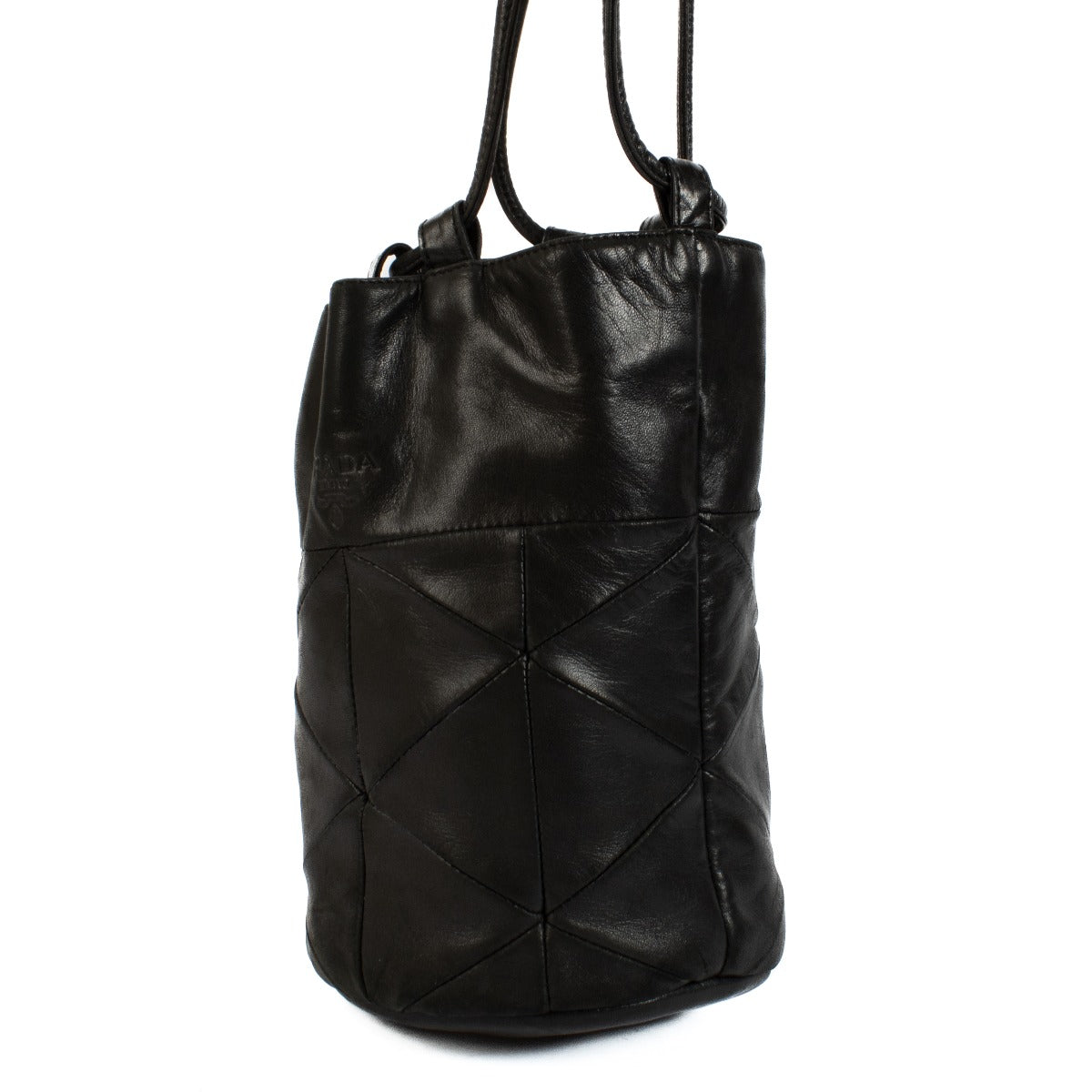 Shop 100% authentic Prada Black Leather Small Bucket Bag at Labellov.com.