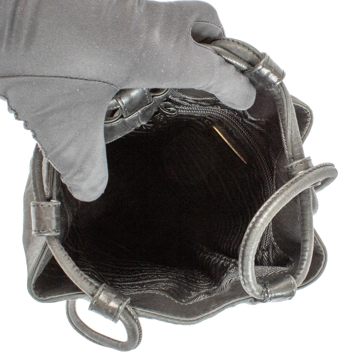 Shop 100% authentic Prada Black Leather Small Bucket Bag at Labellov.com.