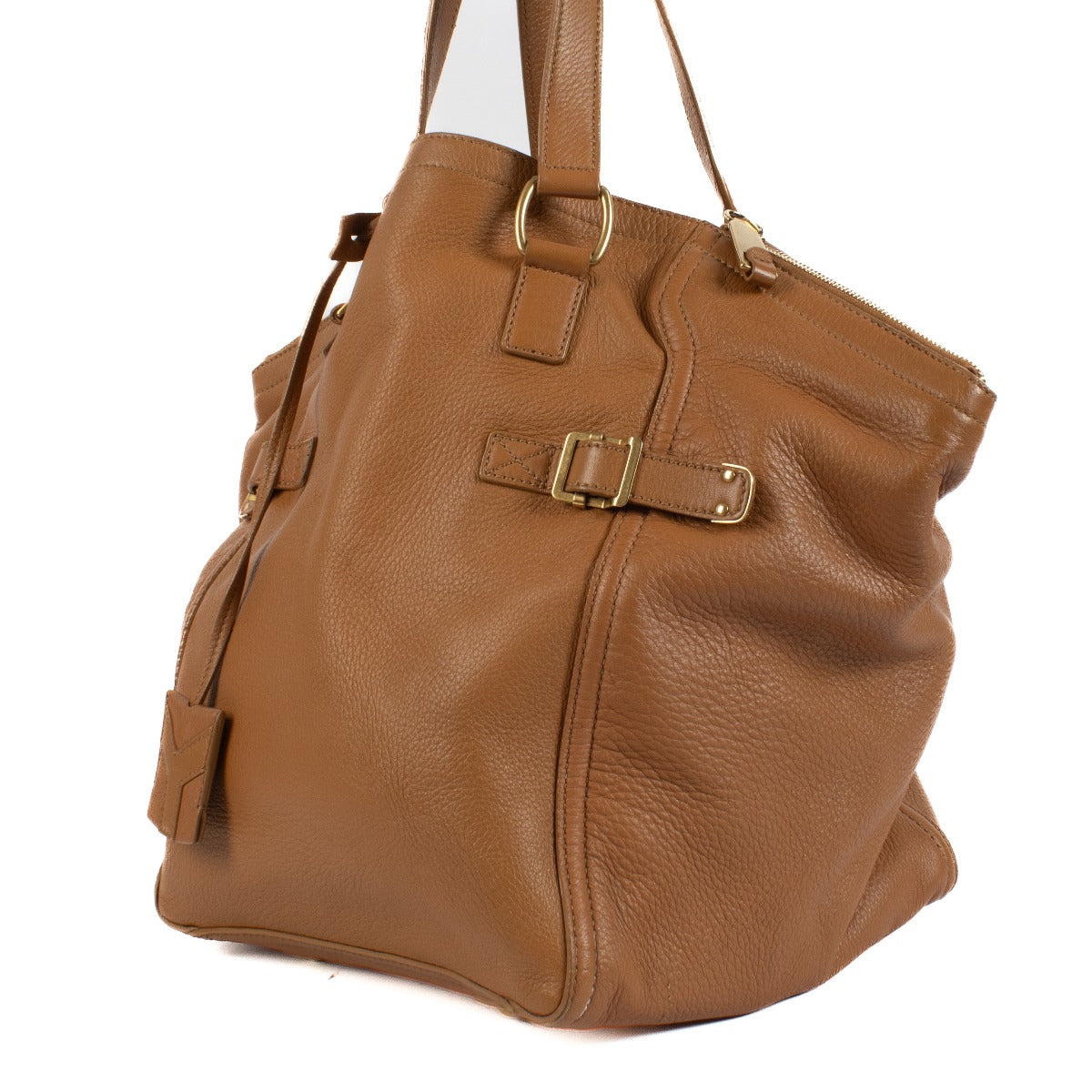 Saint Laurent Camel Deerskin Downtown Tote Bag