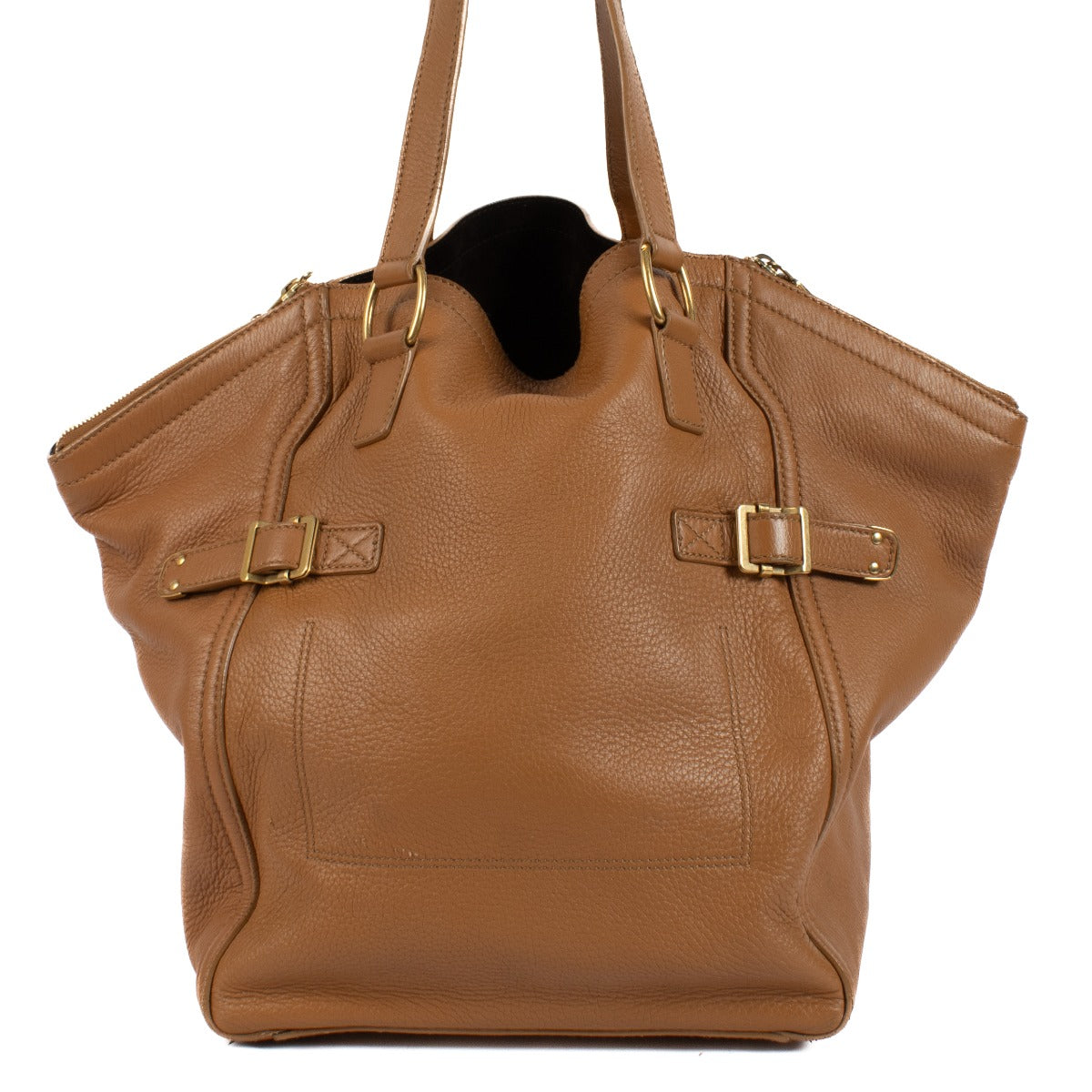 Saint Laurent Camel Deerskin Downtown Tote Bag