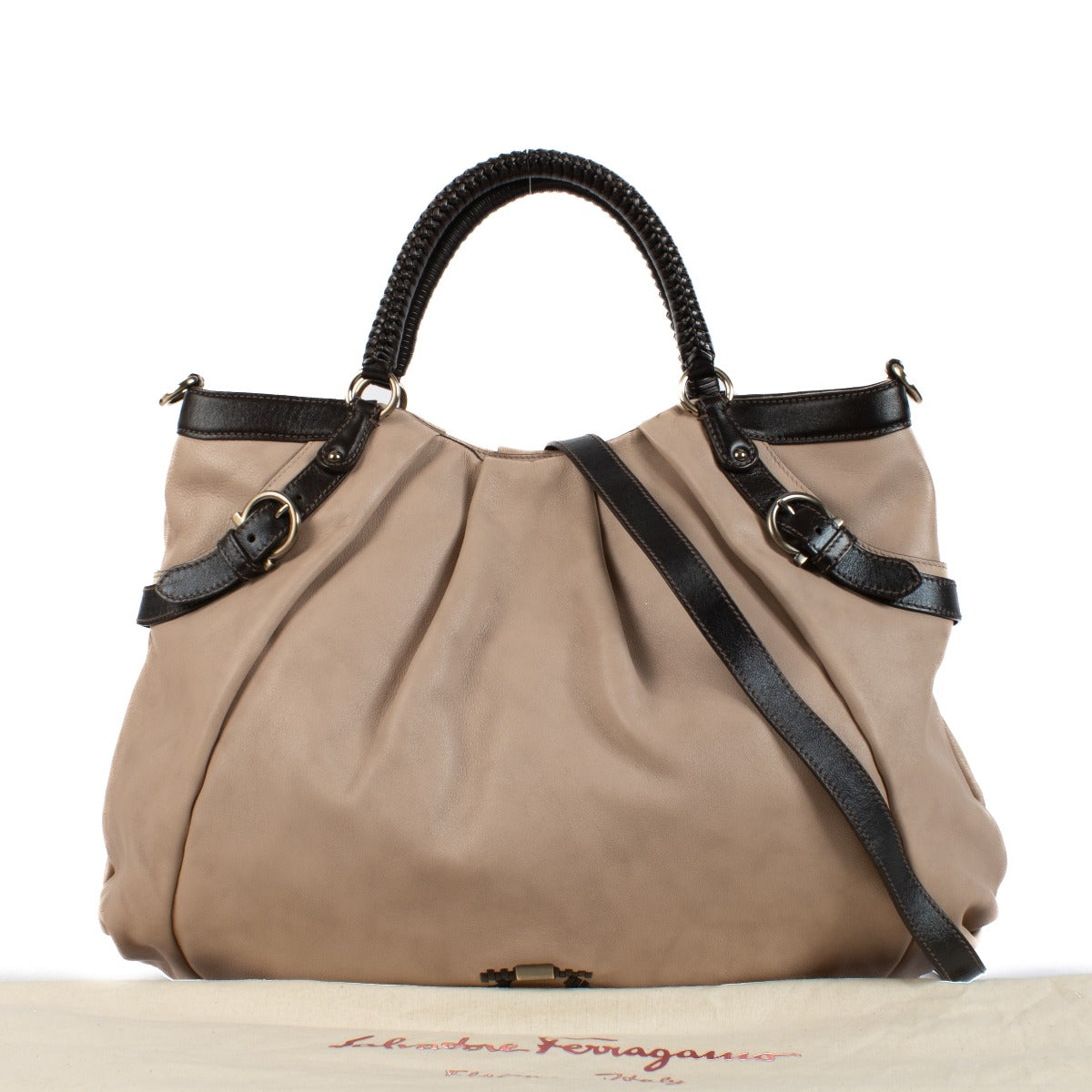 Ferragamo Nude Leather Large Tote Bag