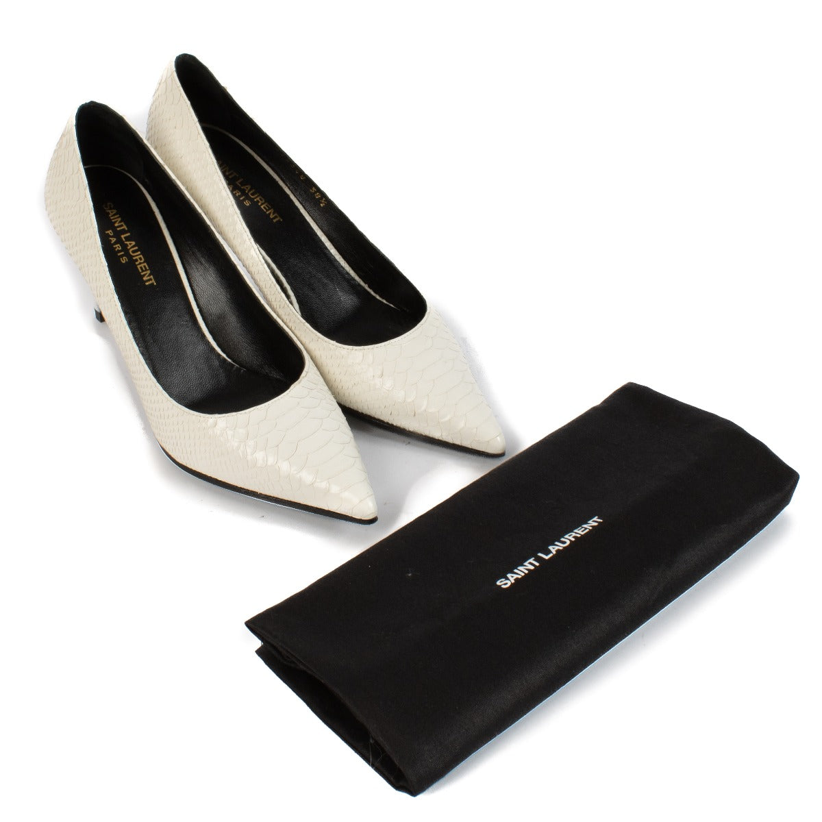 Saint Laurent White Python Pumps