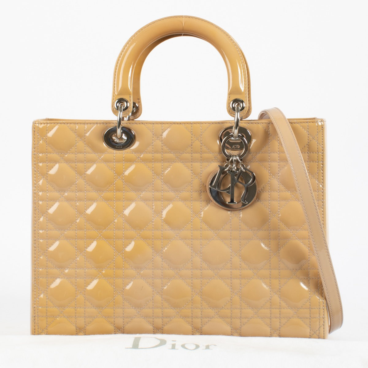 shop 100% authentic second hand Christian Dior Beige Patent Large Lady Dior Bag on Labellov.com