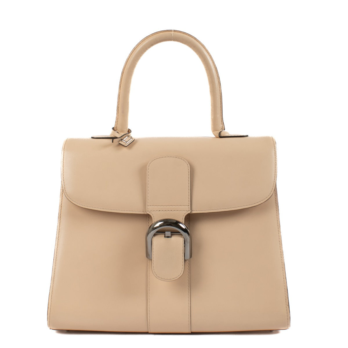Shop 100% authentic Delvaux Cream Box Calf Leather Brillant MM Top Handle at Labellov.com.