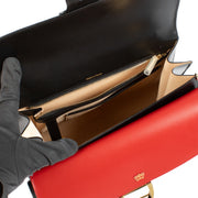 Shop 100% authentic Delvaux Black/Red Box Calf Leather Brillant MM Top Handle at Labellov.com.