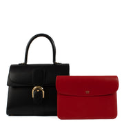 Shop 100% authentic Delvaux Black/Red Box Calf Leather Brillant MM Top Handle at Labellov.com.