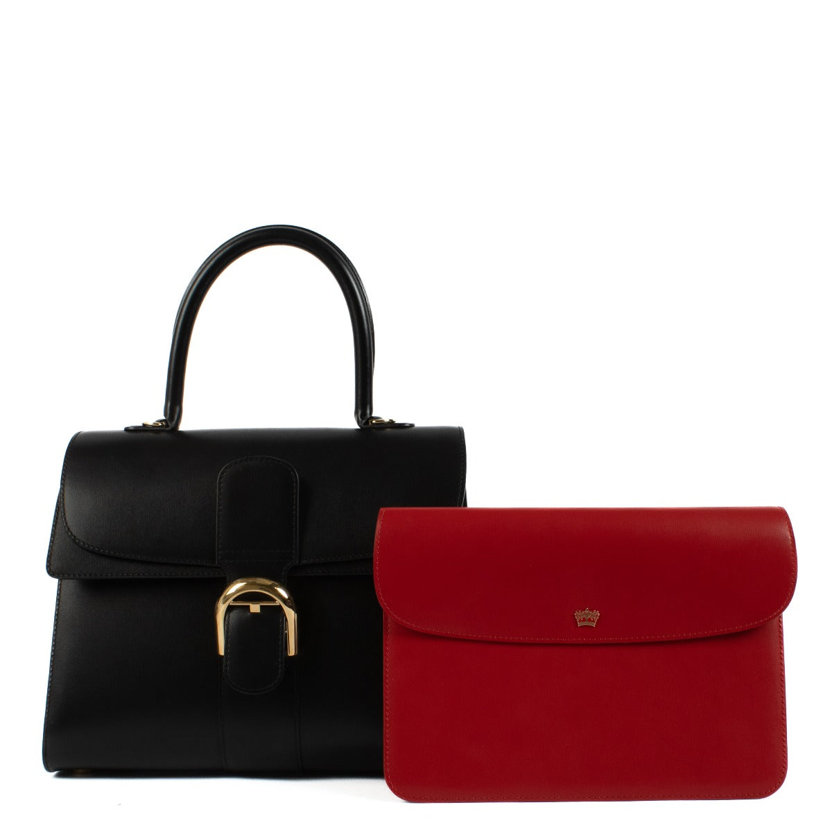 Shop 100% authentic Delvaux Black/Red Box Calf Leather Brillant MM Top Handle at Labellov.com.