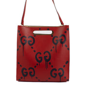 Shop safe online at Labellov in Antwerp and Knokke this 100% authentic second hand Gucci Red and Black Leather Graffiti Ghost Tote Crossbody Bag
