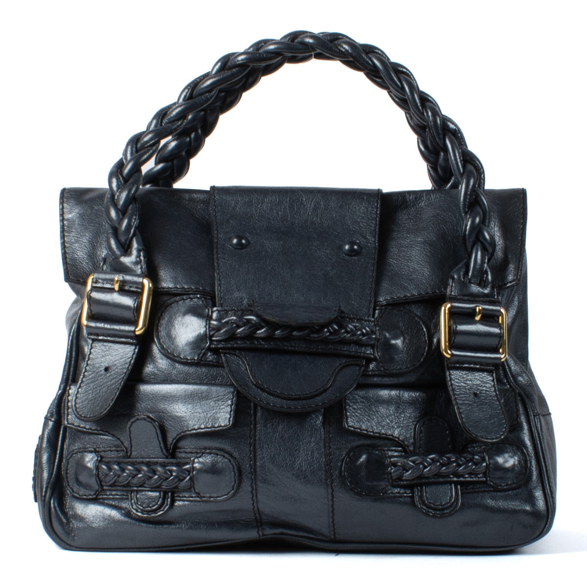 Valentino Metallic Blue Histoire Shoulder Bag