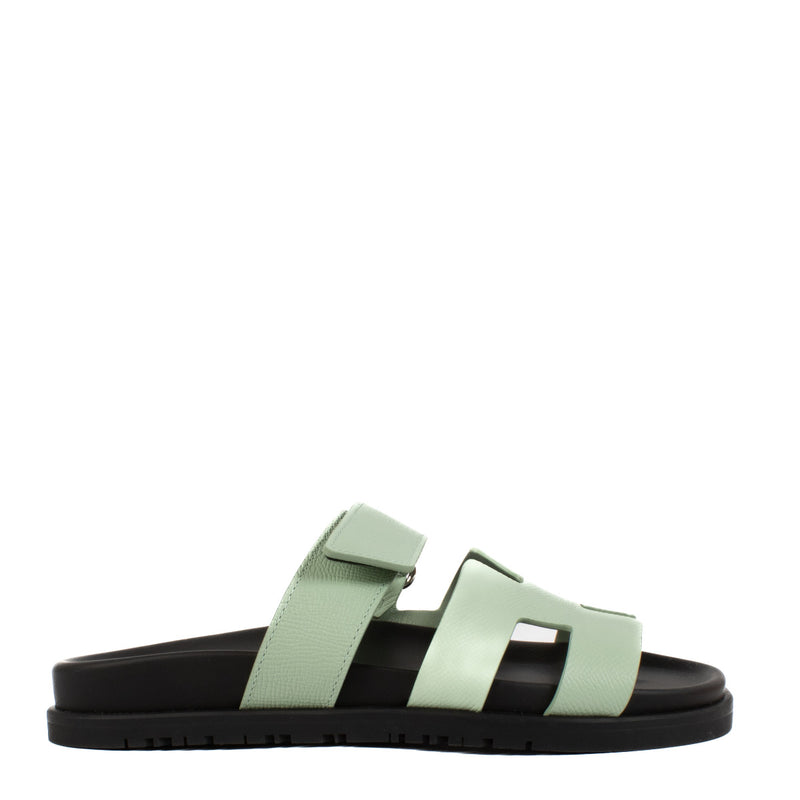 Hermès Chypre Sandals Epsom Vert Jade - size 36 for the best price at labellov secondhand luxury in Antwerp Brussels Knokke