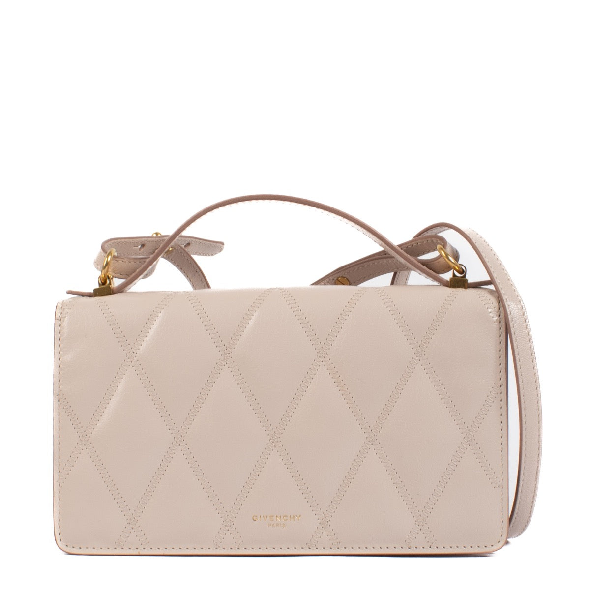 Shop safe online at Labellov in Antwerp, Brussels and Knokke this 100% authentic second hand Givenchy Pale Pink Goatskin GV3 Strap Wallet