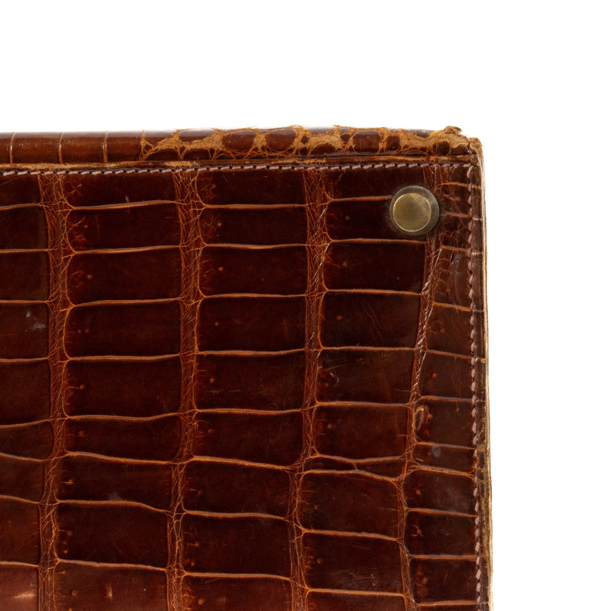 Hermès Vintage Kelly 35 Brown Shiny Porosus Crocodile GHW