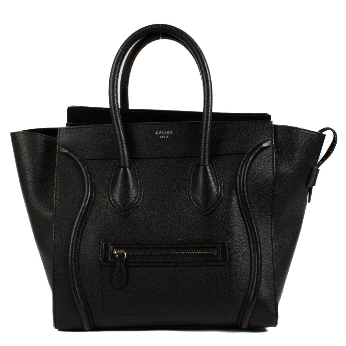 Celine Black Drummed Leather Medium Luggage Bag