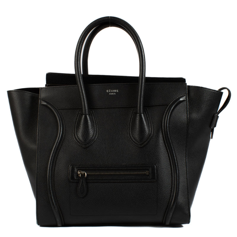 Celine Black Drummed Leather Medium Luggage Bag